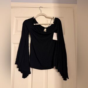 Free People Black Long Sleeve Top